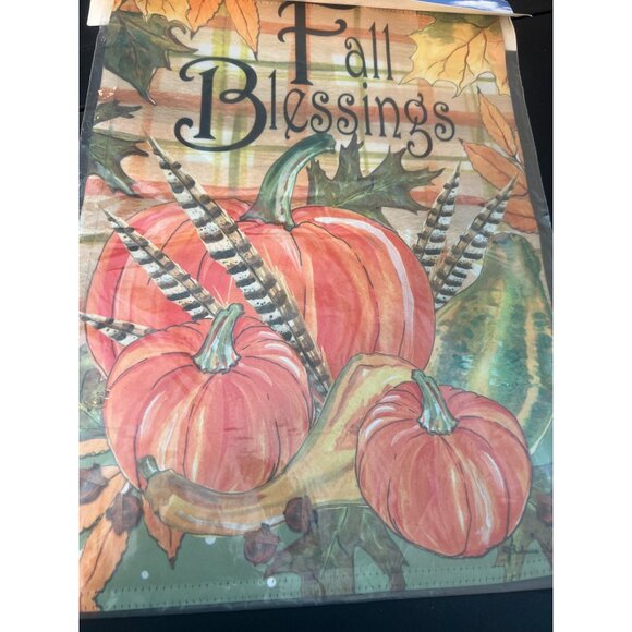 Custom Decor Inc. Fall Blessings Garden Flag 12"x18" Polyester Double Sided NWT - Picture 3 of 6